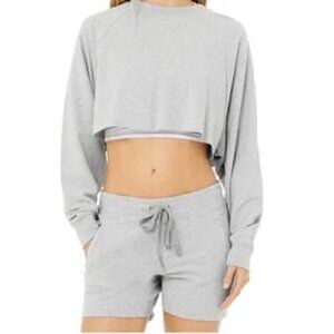 Alo Yoga Tops | Double Take Pullover Cropped Sweatshirt | Color: Gray | Size: M